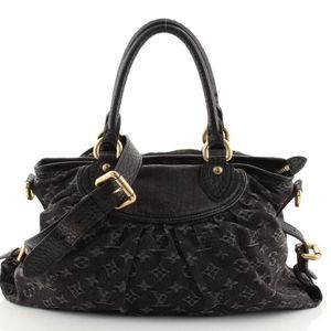 Sold::::Louis vuitton BLACK MONOGRAM DENIM NEO CABBY MM.! With dust bag.